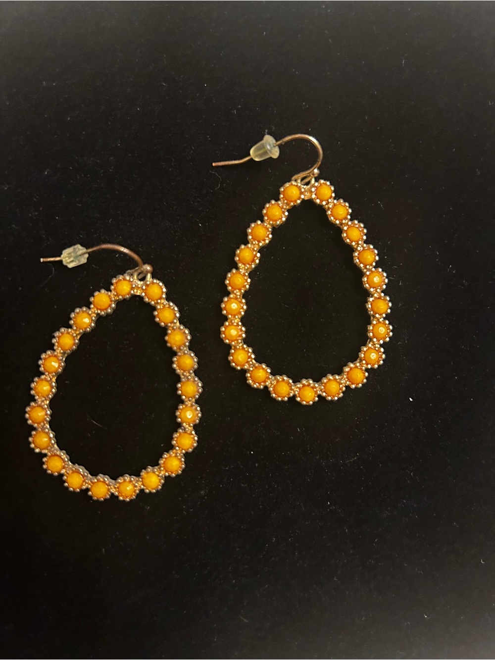 Yellow Teardrop Earrings with Bead Accents